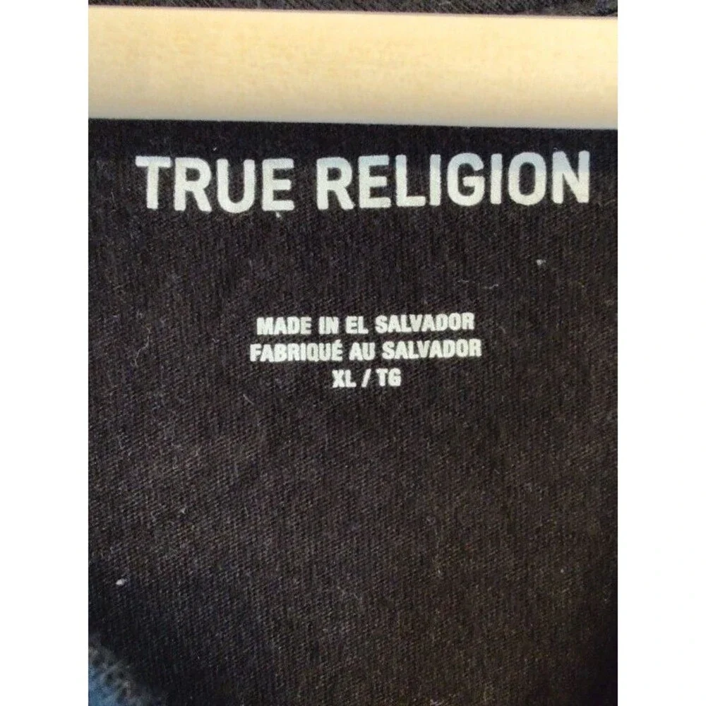 Men's True Religion Black T-Shirt with 3D Print Big Buddha Logo Size XL